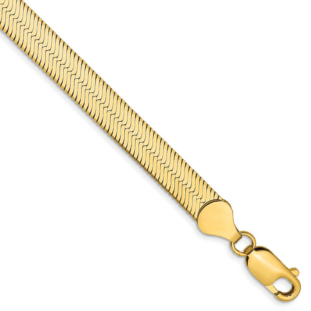 6.5mm, 14k Yellow Gold, Solid Herringbone Chain Bracelet, 7 Inch