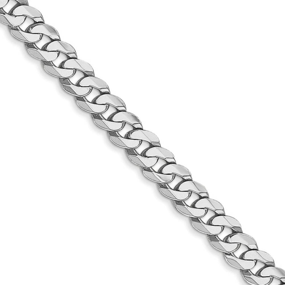 4.75mm, 14K White Gold, Flat Beveled Curb Chain Necklace