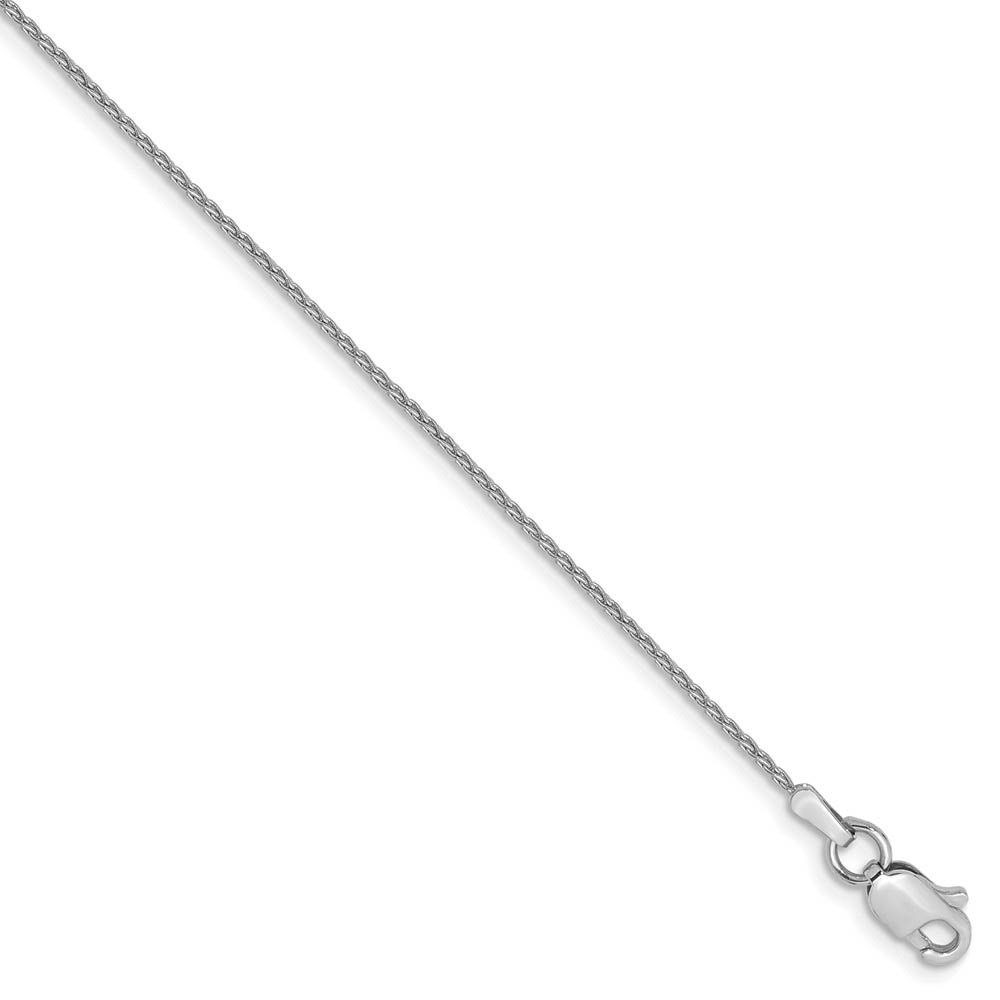 1mm, 14k White Gold, Solid Parisian Wheat Chain Bracelet, 6 Inch