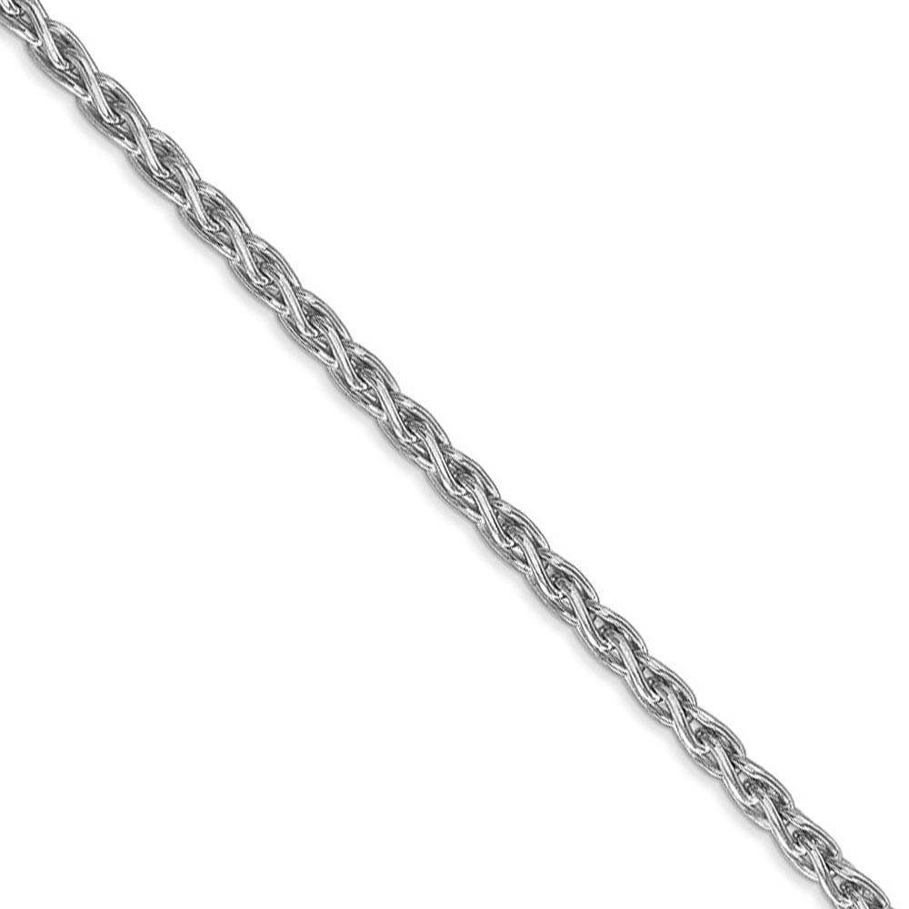 3mm, 14k White Gold, Solid Parisian Wheat Chain Necklace, 16 Inch