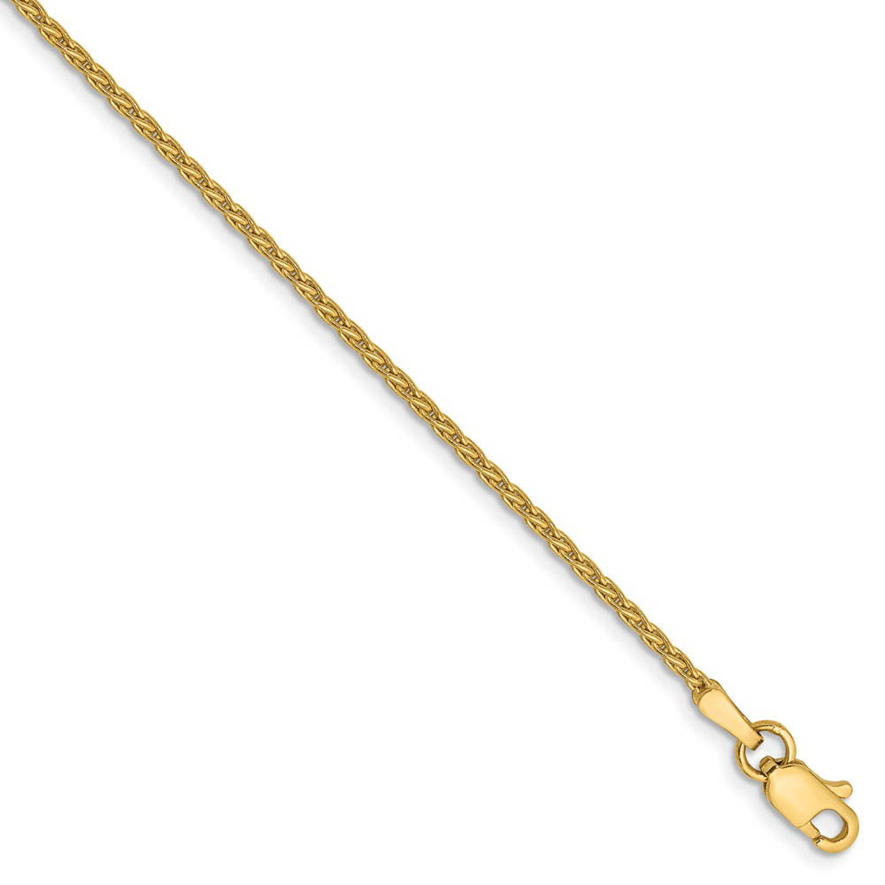 1.5mm, 14k Yellow Gold, Solid Parisian Wheat Chain Bracelet