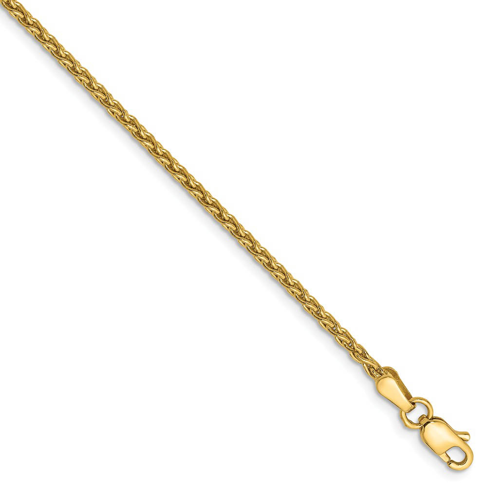 1.75mm, 14k Yellow Gold, Solid Parisian Wheat Chain Anklet