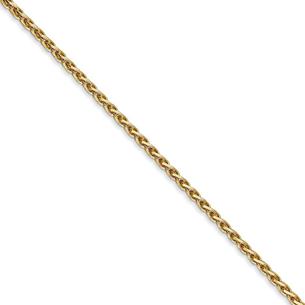 1.9mm 14k Yellow Gold Diamond Cut Round Wheat Chain Necklace, 16 Inch