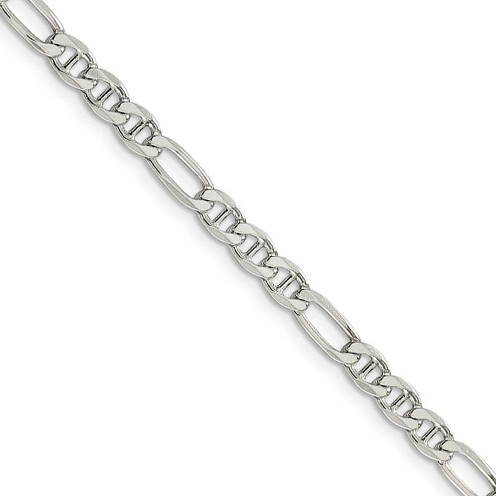 3.75mm Sterling Silver Solid Figaro Anchor Chain Bracelet, 7 Inch