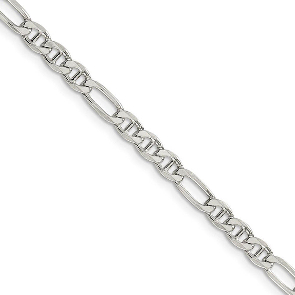 3.75mm Sterling Silver Solid Figaro Anchor Chain Necklace, 22 Inch