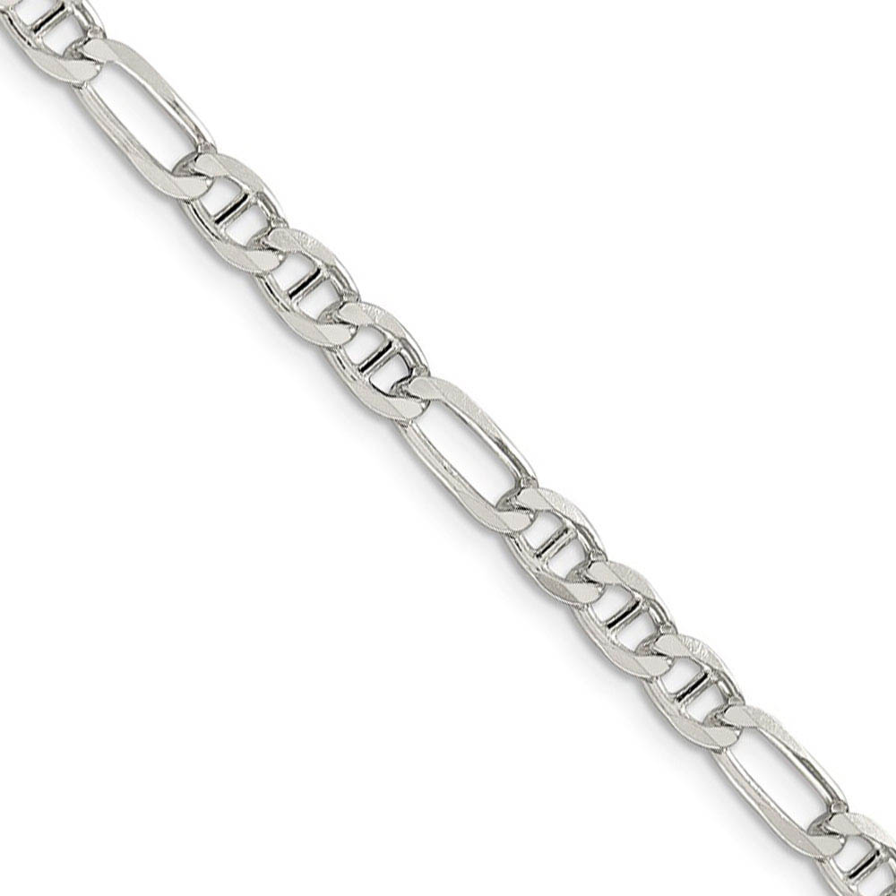 4.5mm Sterling Silver Solid Figaro Anchor Chain Bracelet, 7 Inch