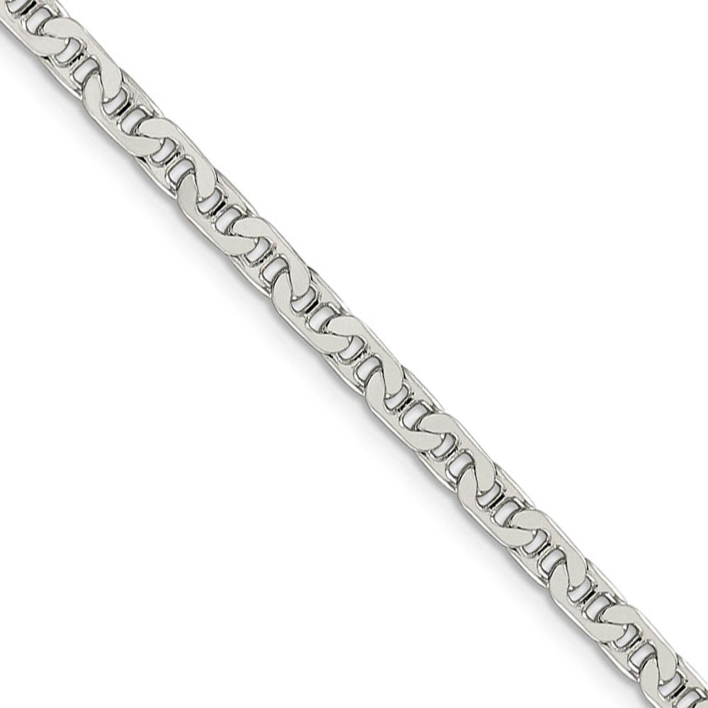 3.75mm, Sterling Silver, Flat Anchor Chain Necklace, 16 Inch