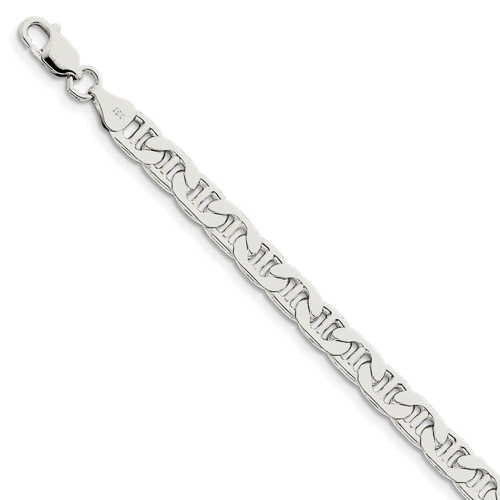 Men's 6.5mm, Sterling Silver, Solid Anchor Chain Bracelet