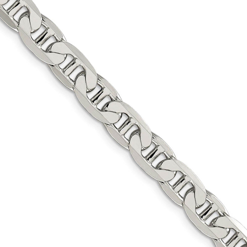 Men's 7mm, Sterling Silver, Solid Anchor Chain Necklace