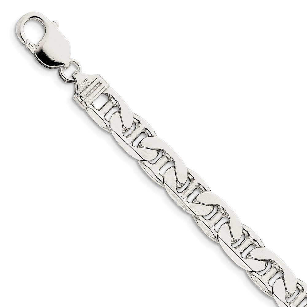 Men&#039;s 9.5mm, Sterling Silver, Solid Anchor Chain Bracelet