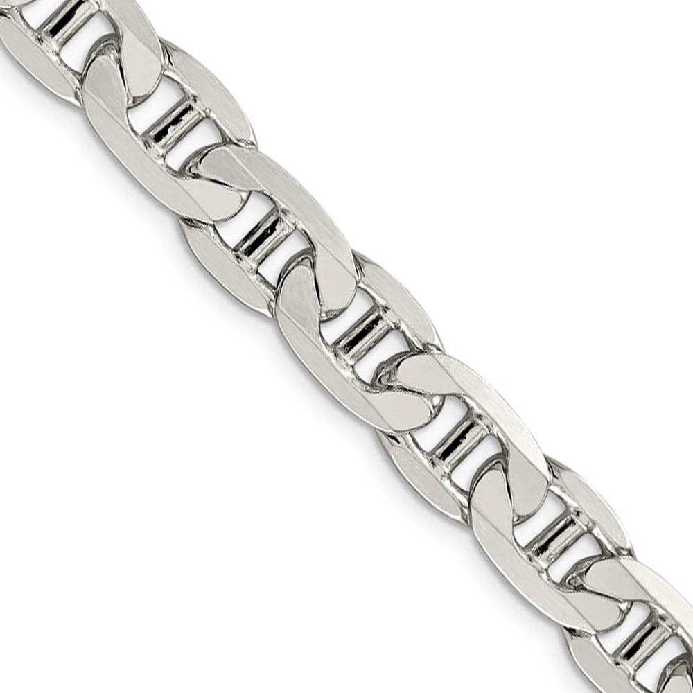Men's 9.5mm, Sterling Silver, Solid Anchor Chain Necklace