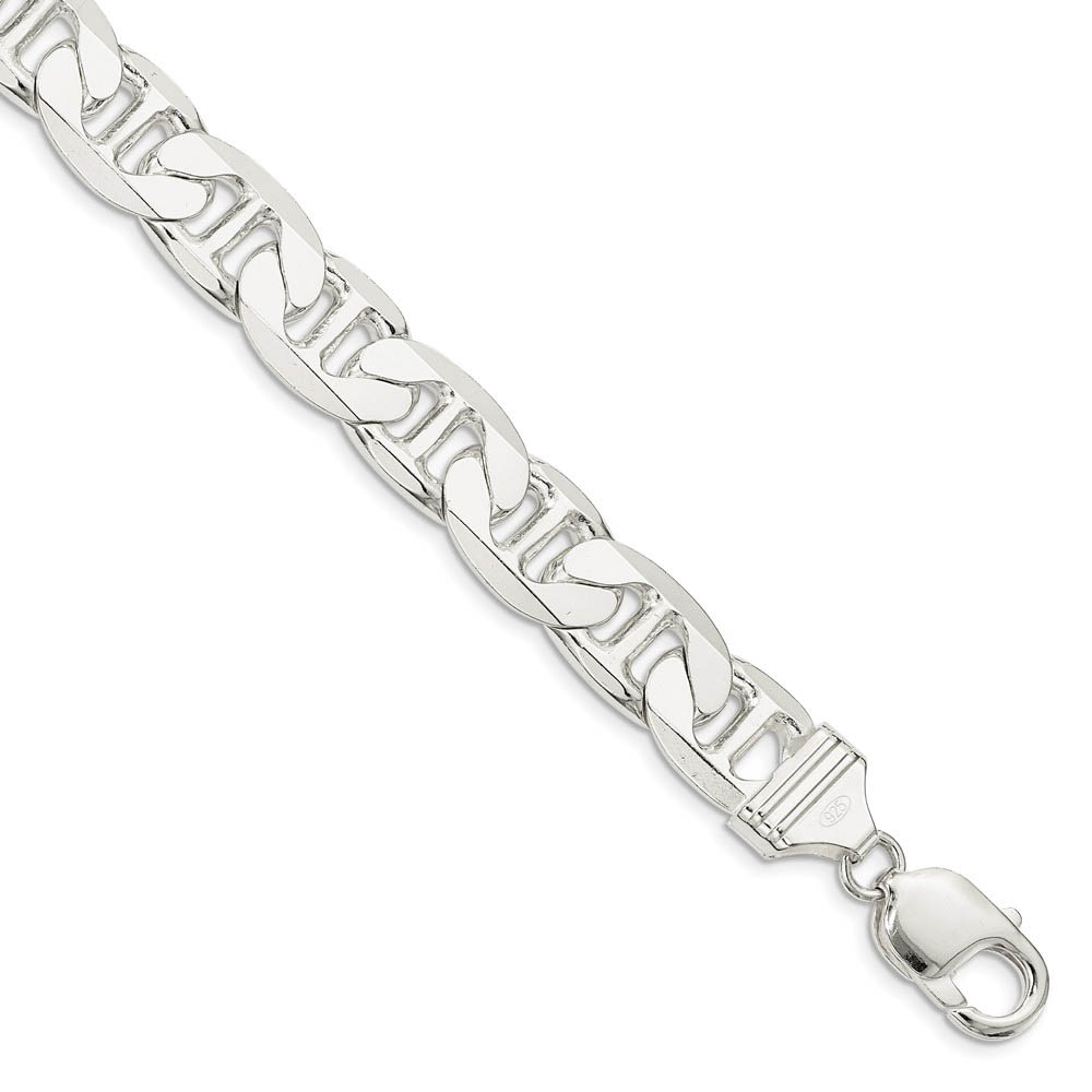Men's 11.5mm, Sterling Silver, Solid Anchor Chain Necklace