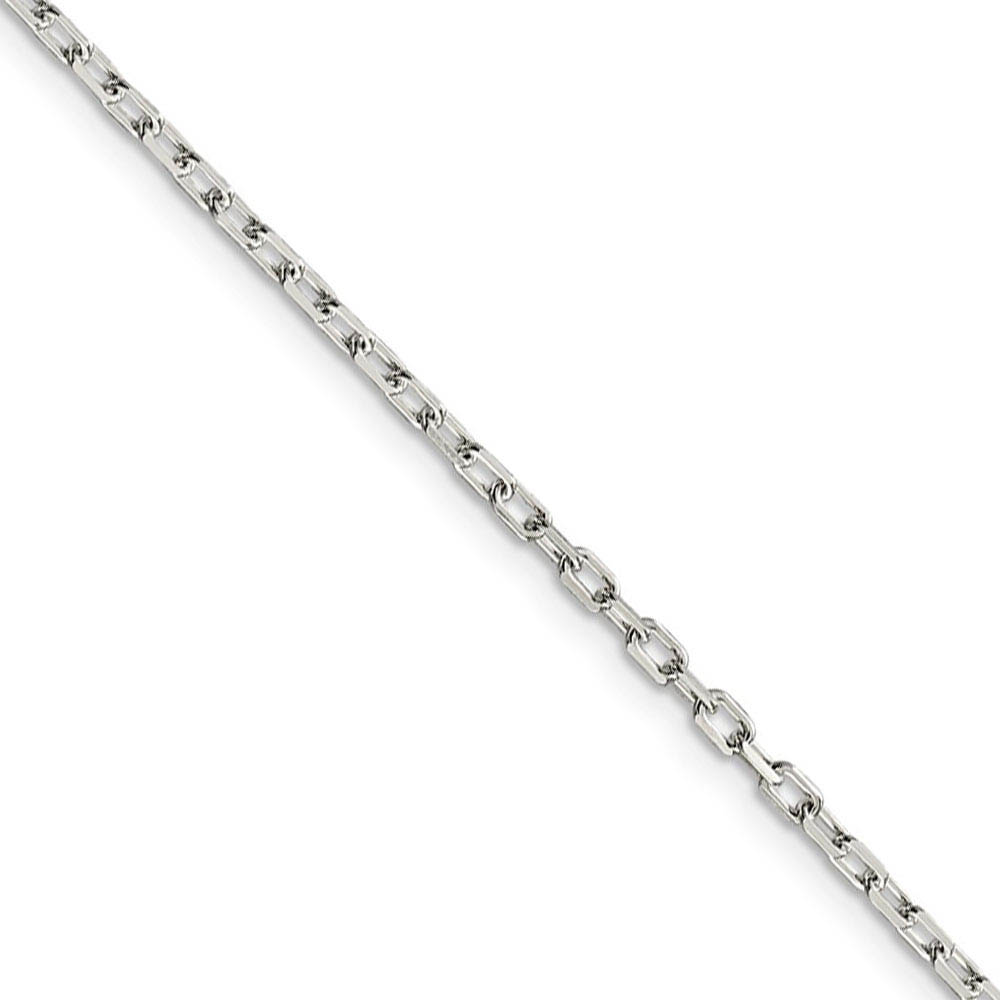 2.2mm Sterling Silver D/C Solid Elongated Cable Chain Necklace