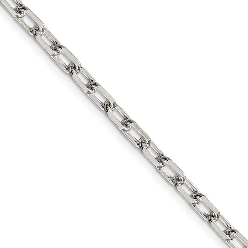 4.3mm Sterling Silver D/C Solid Elongated Cable Chain Necklace, 24 In