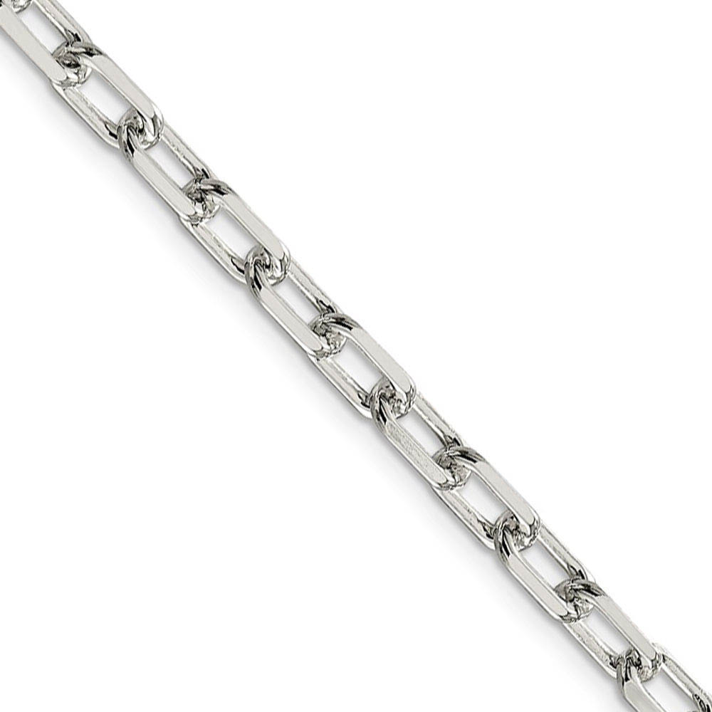 5.5mm Sterling Silver D/C Solid Elongated Cable Chain Necklace, 24 In
