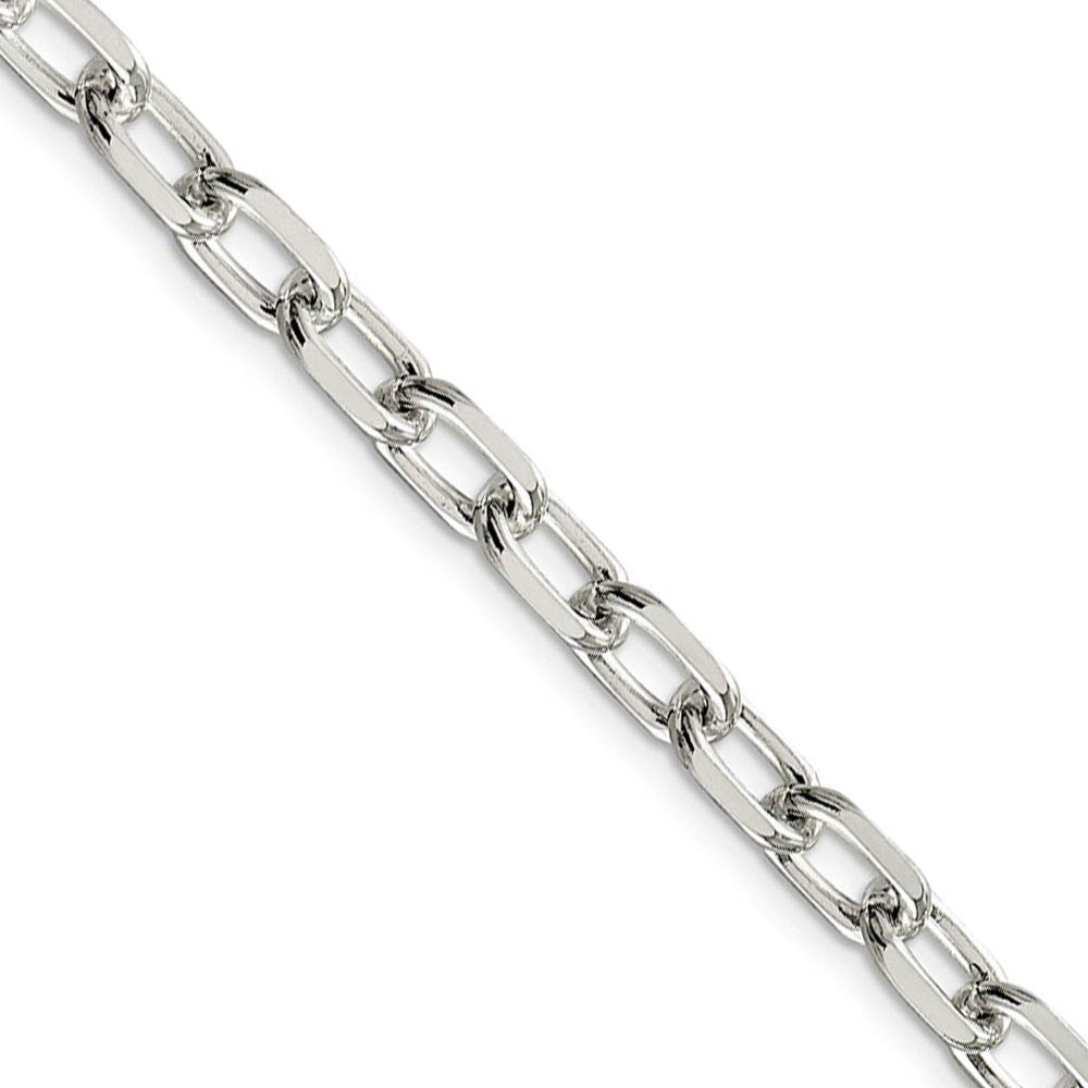 6.5mm Sterling Silver D/C Solid Elongated Cable Chain Necklace, 20 In
