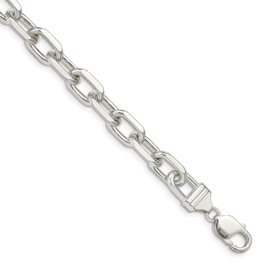 Men's 11.5mm Sterling Silver D/C Solid Cable Chain Bracelet