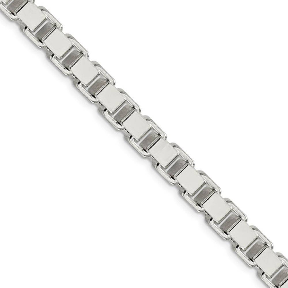 Men's 7mm, Sterling Silver, Solid Box Chain Necklace