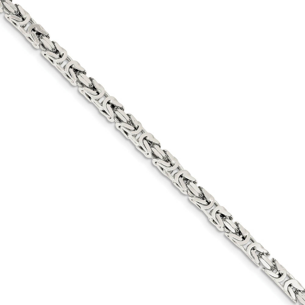 4.25mm, Sterling Silver, Solid Byzantine Chain Bracelet, 7 Inch