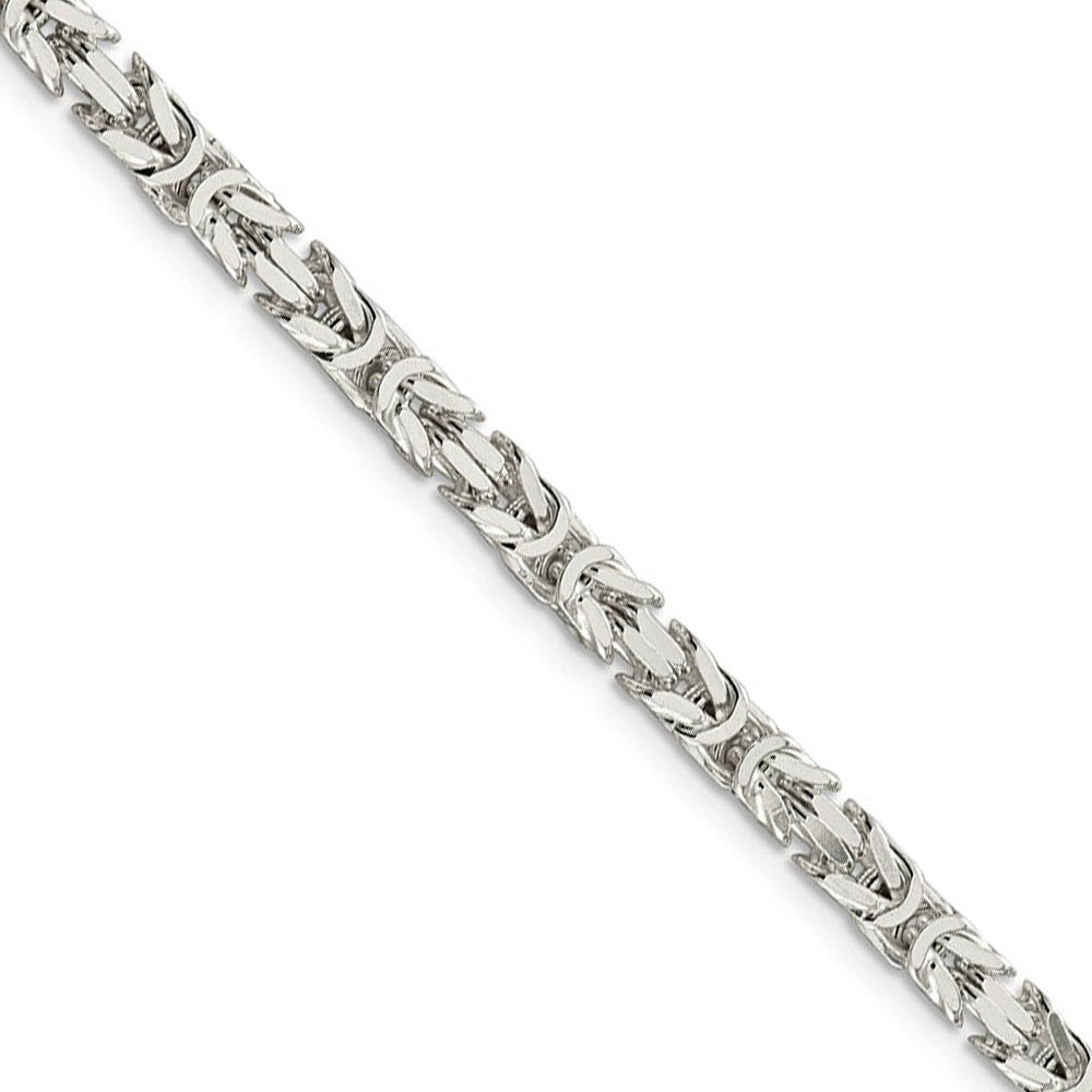 4.25mm, Sterling Silver, Solid Byzantine Chain Necklace