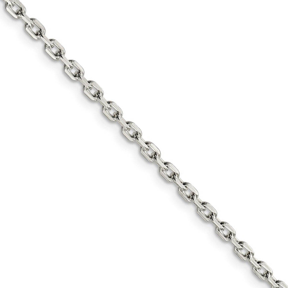 2.75mm, Sterling Silver Solid Beveled Cable Chain Necklace, 18 Inch