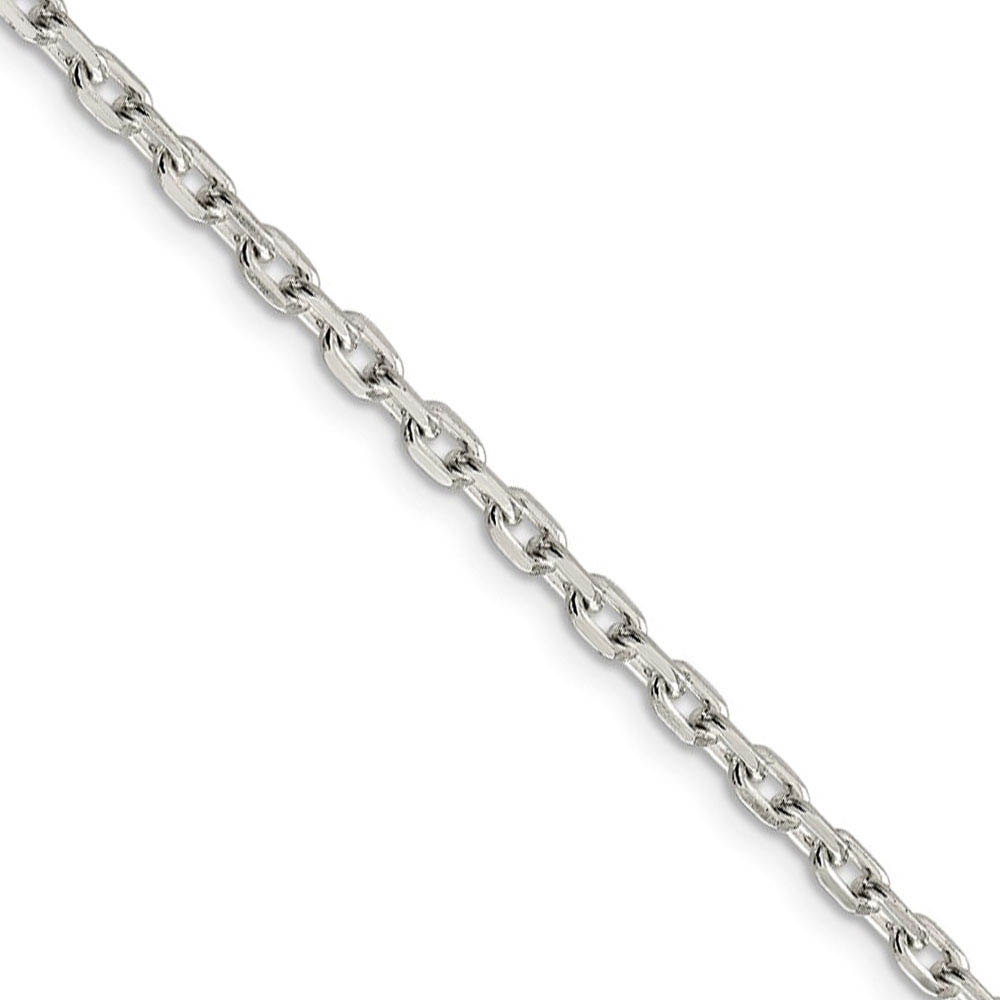 3.25mm, Sterling Silver Solid Beveled Cable Chain Necklace, 18 Inch