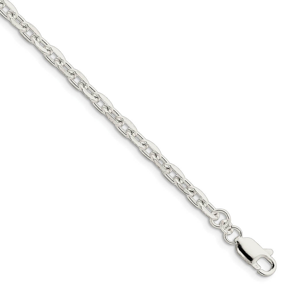 4.9mm, Sterling Silver Solid Beveled Cable Chain Bracelet, 7 Inch