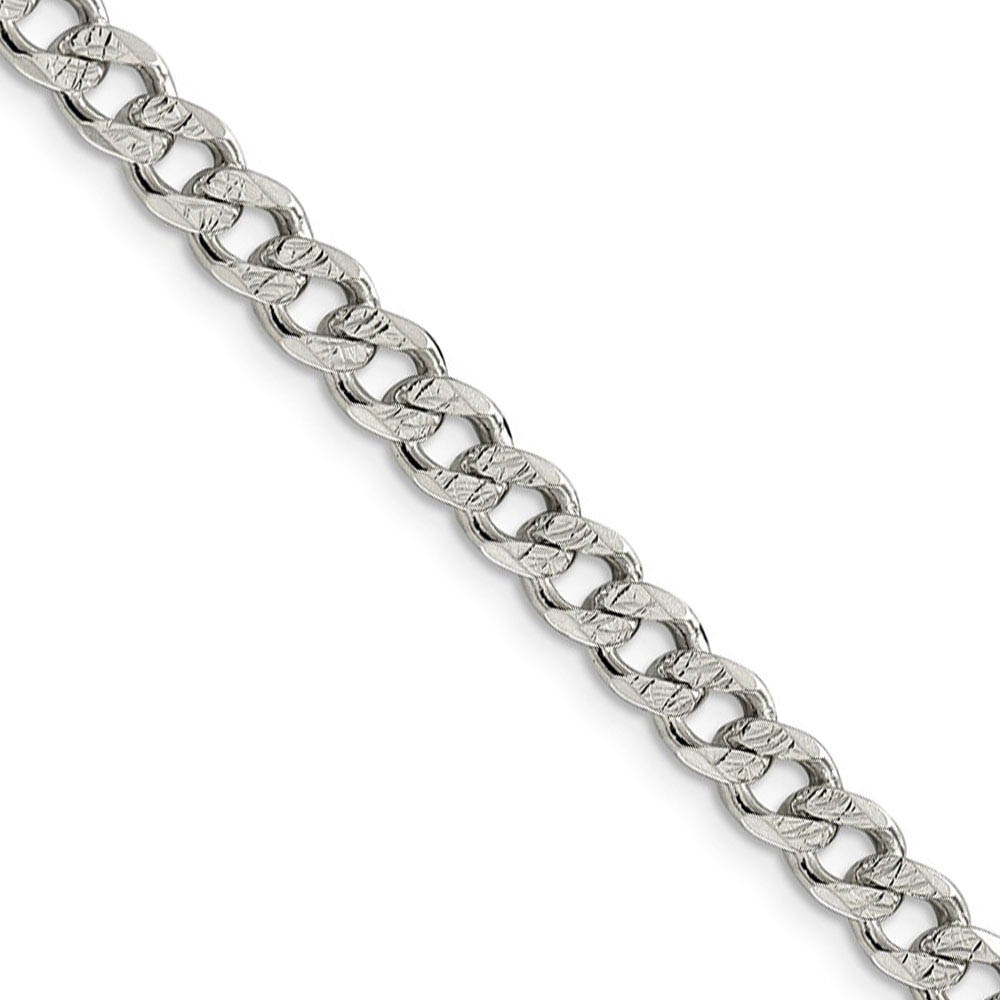 5.5mm, Sterling Silver Solid Pave Curb Chain Necklace