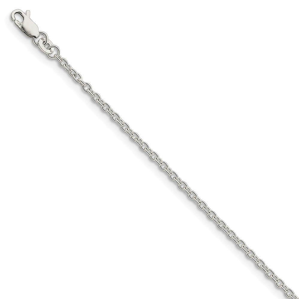 2.25mm, Sterling Silver Classic Solid Cable Chain Bracelet, 7 Inch