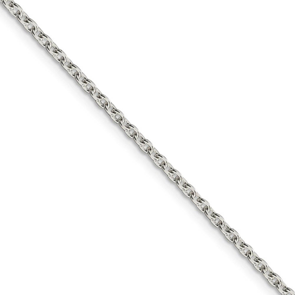 2.25mm, Sterling Silver Classic Solid Cable Chain Necklace, 16 Inch