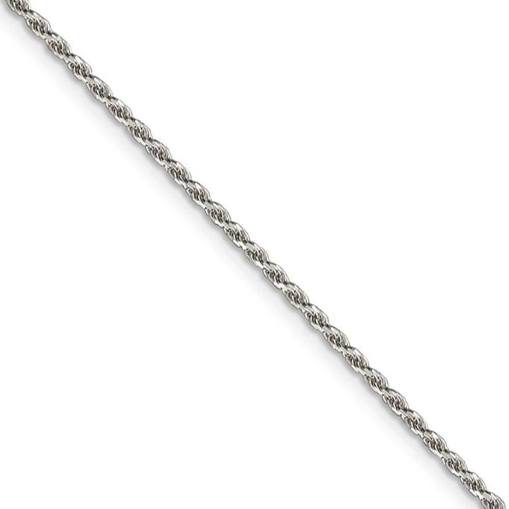 1.7mm, Sterling Silver Diamond Cut Solid Rope Chain Necklace, 16 Inch