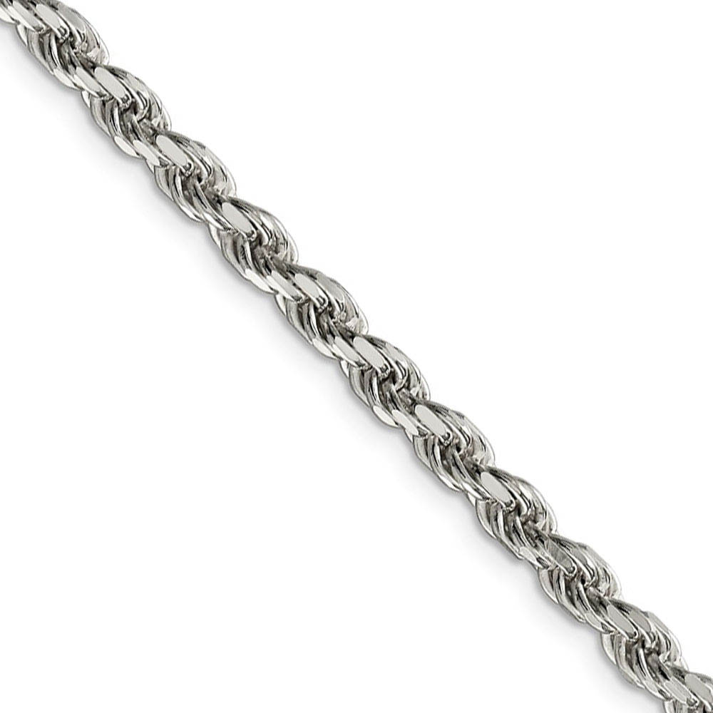 4.25mm Sterling Silver Diamond Cut Solid Rope Chain Necklace