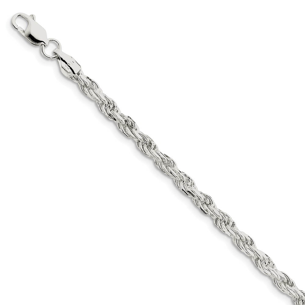 4.75mm, Sterling Silver Diamond Cut Solid Rope Chain Bracelet, 7 Inch