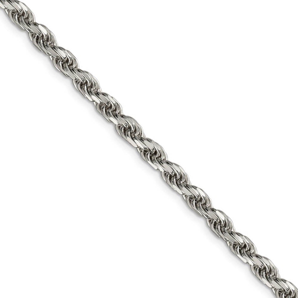 4.75mm, Sterling Silver Diamond Cut Solid Rope Chain Necklace, 16 Inch