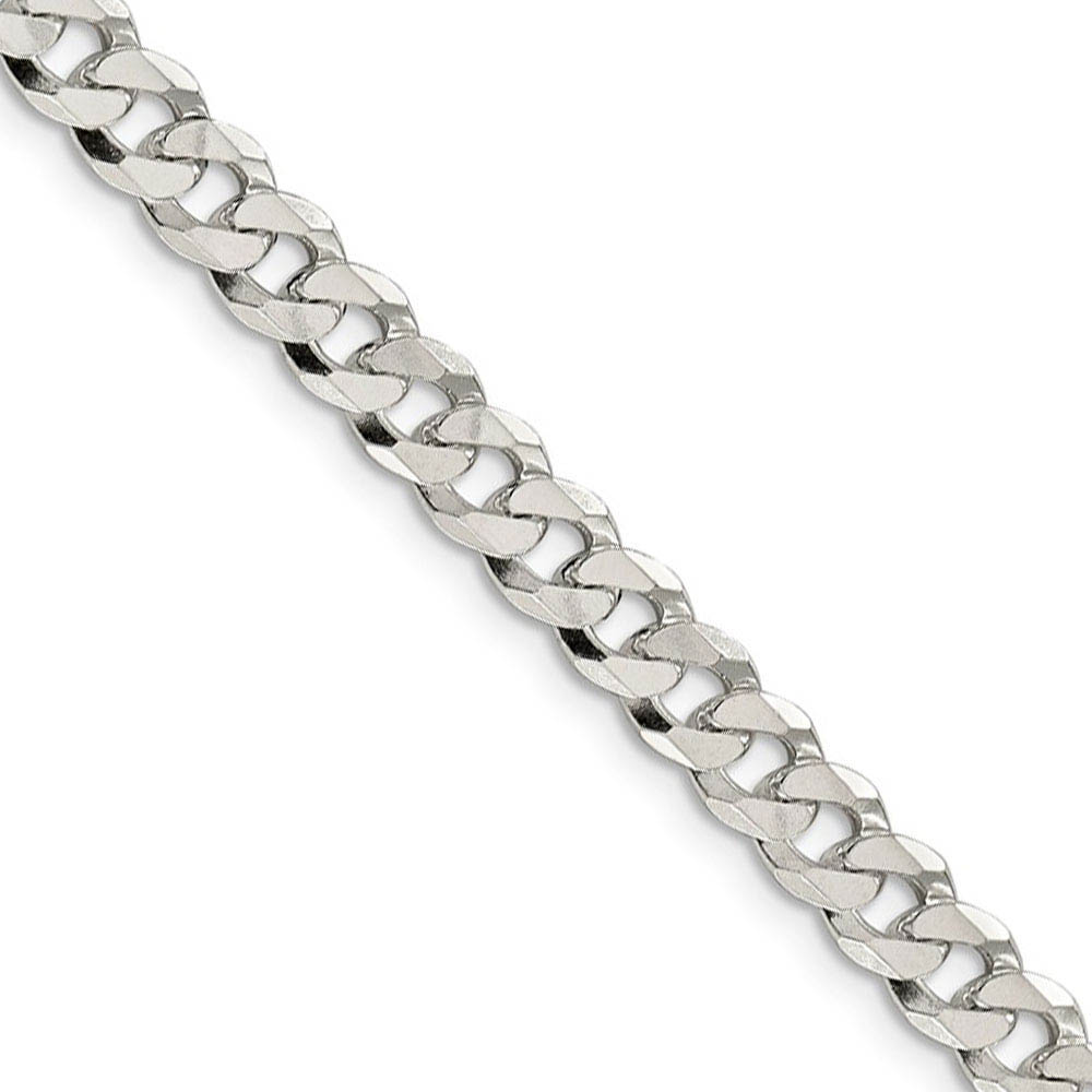 6mm, Sterling Silver, Solid Beveled Curb Chain Necklace