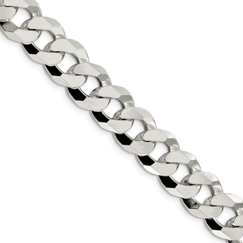 Men's 12.3mm Sterling Silver Solid Beveled Curb Chain Necklace, 26 In.