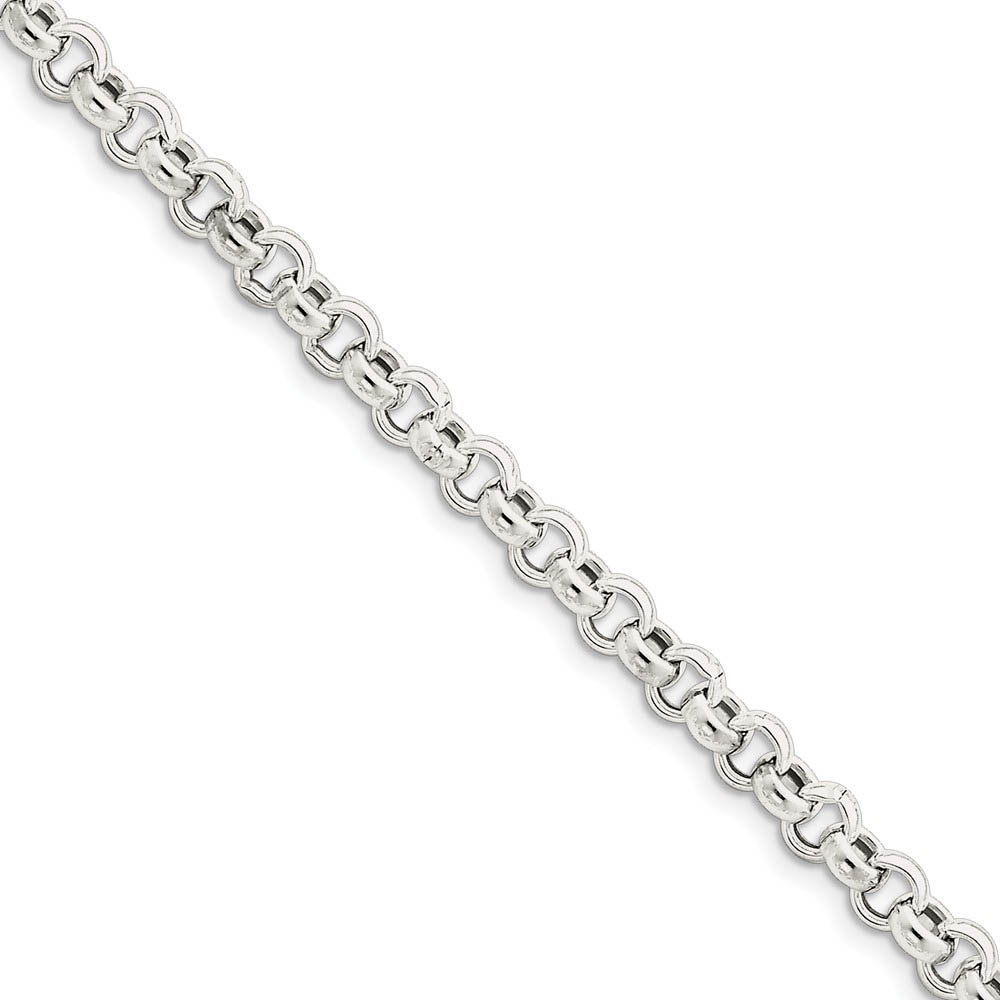 Men&#039;s 6.5mm, Sterling Silver, Hollow Rolo Chain Bracelet