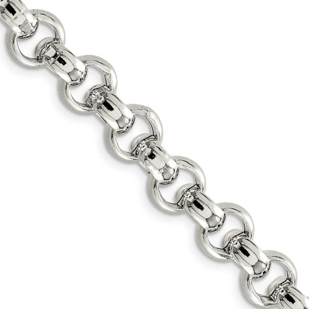 Men&#039;s 9.5mm, Sterling Silver, Hollow Rolo Chain Necklace, 18 Inch