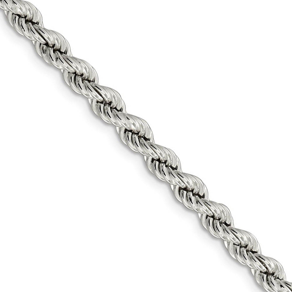 5.3mm, Sterling Silver, Hollow Rope Chain Necklace