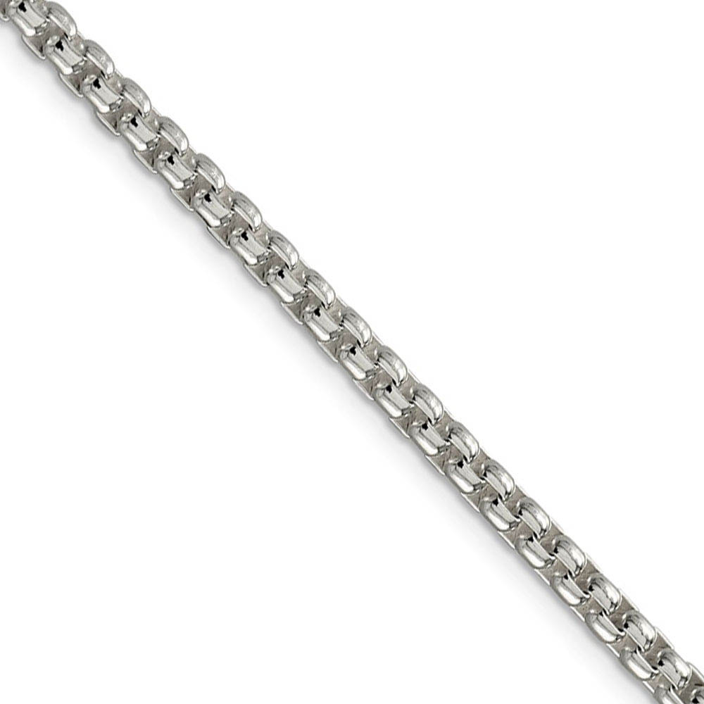 3.6mm, Sterling Silver, Solid Round Box Chain Necklace