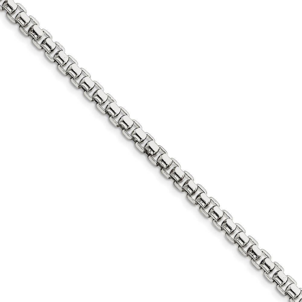 Men's 5.2mm, Sterling Silver, Round Box Chain Bracelet