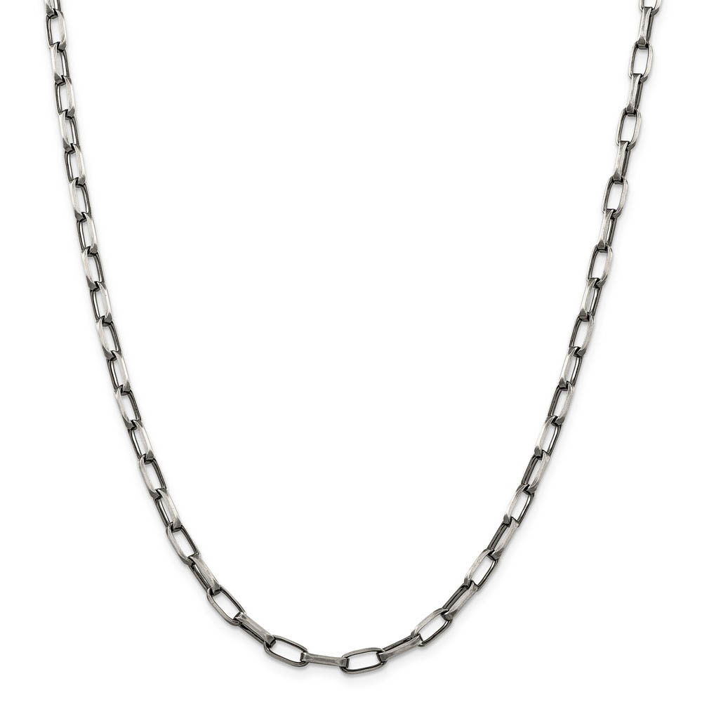 Mens 4.8mm Sterling Silver Antiqued Oval Cable Chain Necklace | eBay