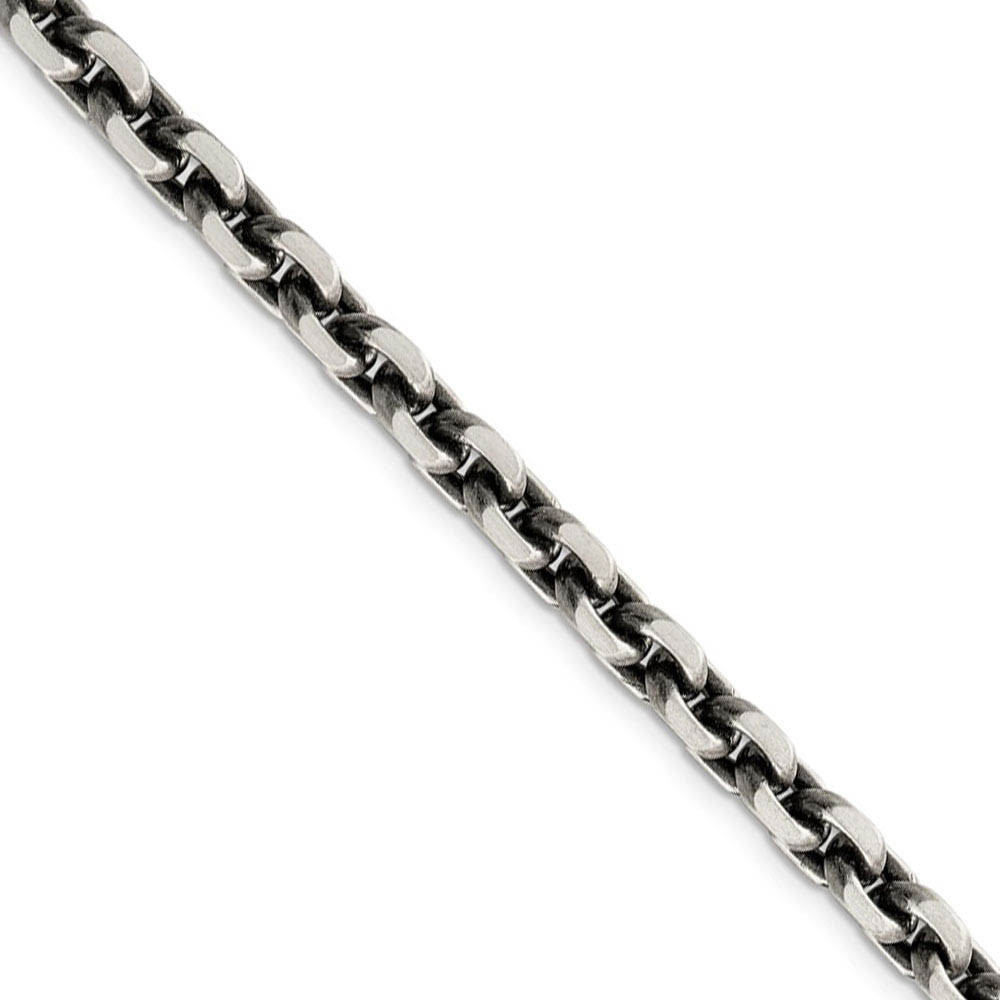 Men's 5.6mm, Sterling Silver Antiqued Cable Chain Necklace