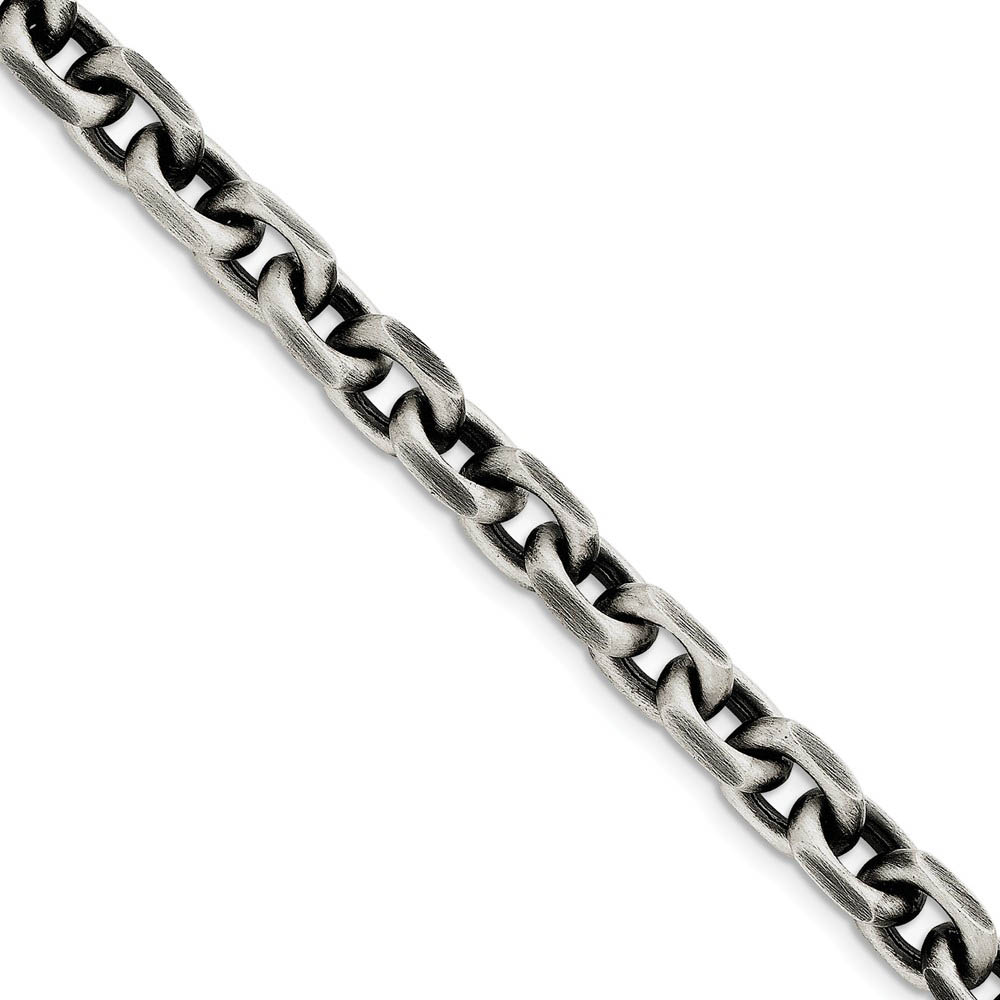Men's 8.6mm, Sterling Silver Antiqued Cable Chain Bracelet