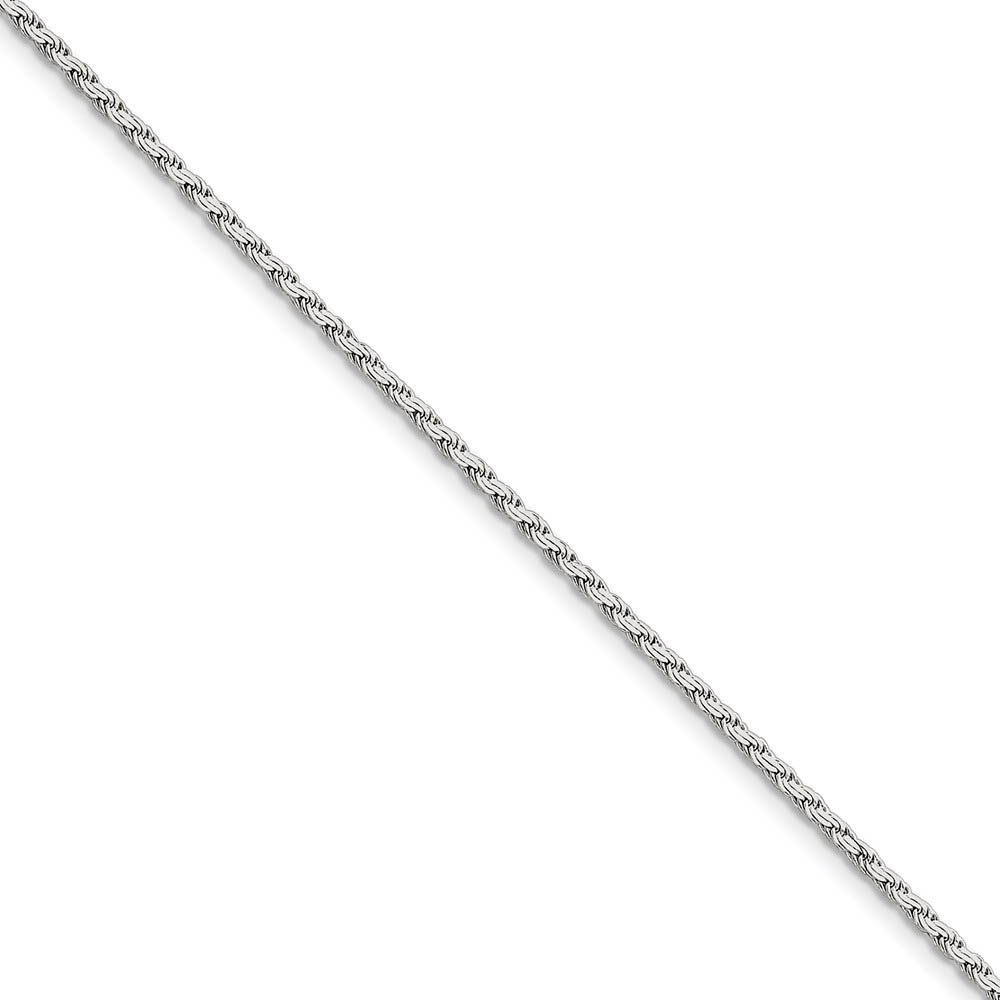 2.25mm, Sterling Silver, Flat Rope Chain Bracelet, 7 Inch