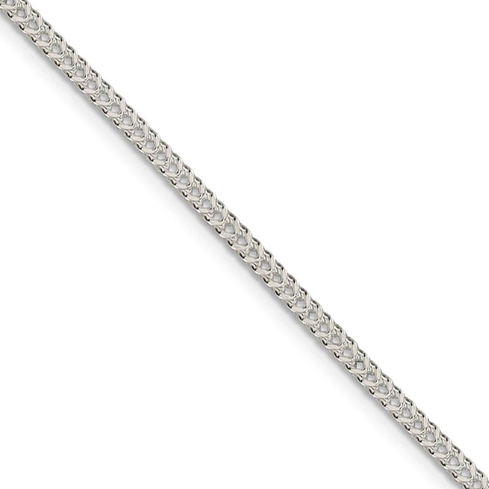 2mm, Sterling Silver Solid D/C Square Franco Chain Necklace, 16 Inch