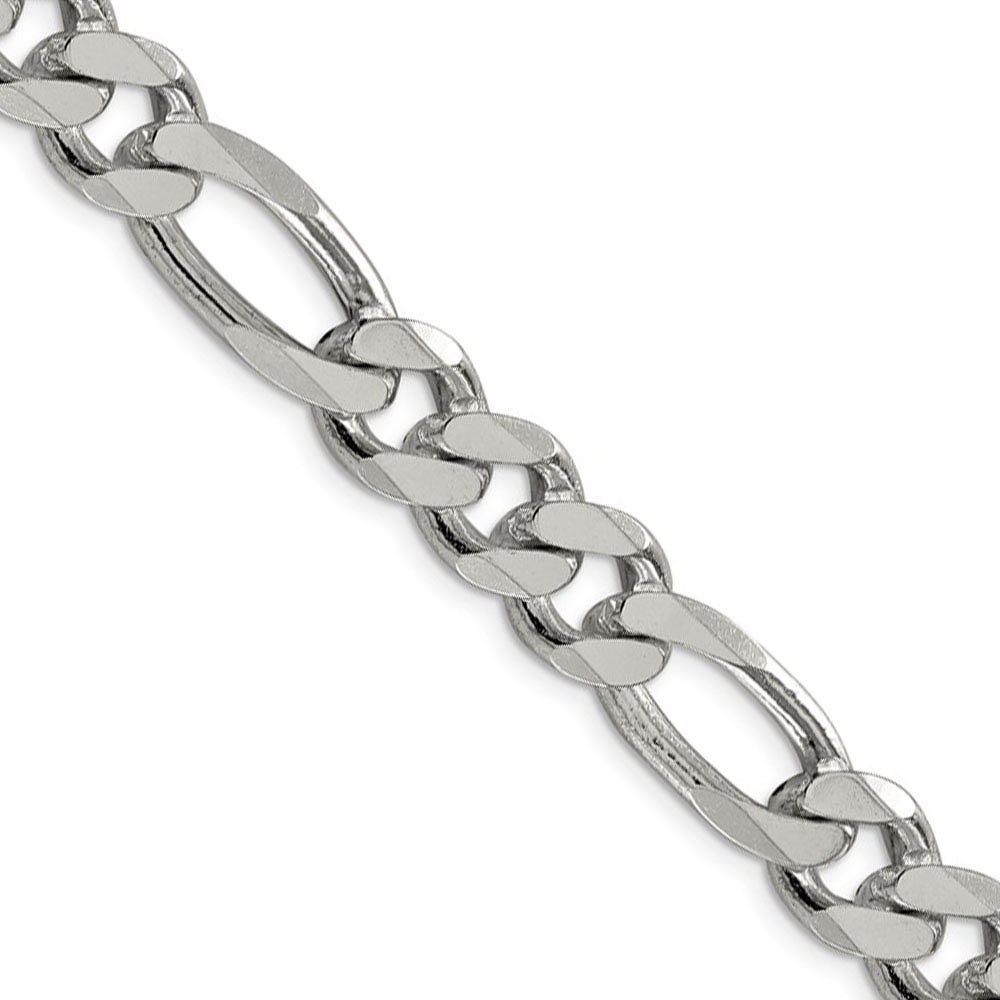 Men&#039;s 10.75mm, Sterling Silver, Solid Figaro Chain Necklace, 18 Inch