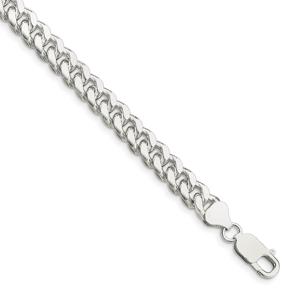 Men&#039;s 7mm, Sterling Silver Solid Domed Curb Chain Bracelet