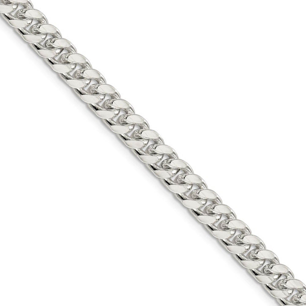Men's 7mm, Sterling Silver Solid Domed Curb Chain Necklace