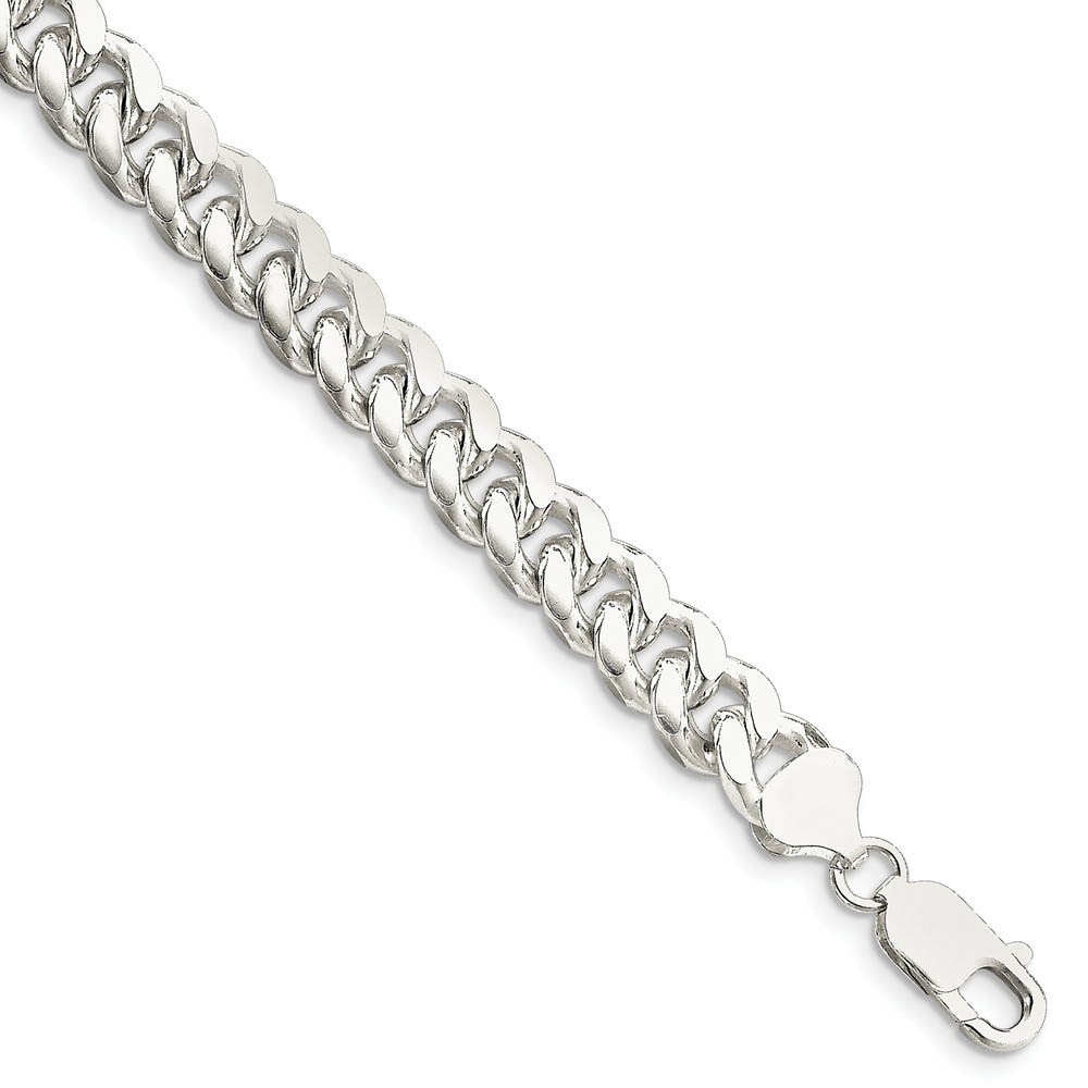 Men&#039;s 8.5mm, Sterling Silver Solid Domed Curb Chain Bracelet, 7 Inch